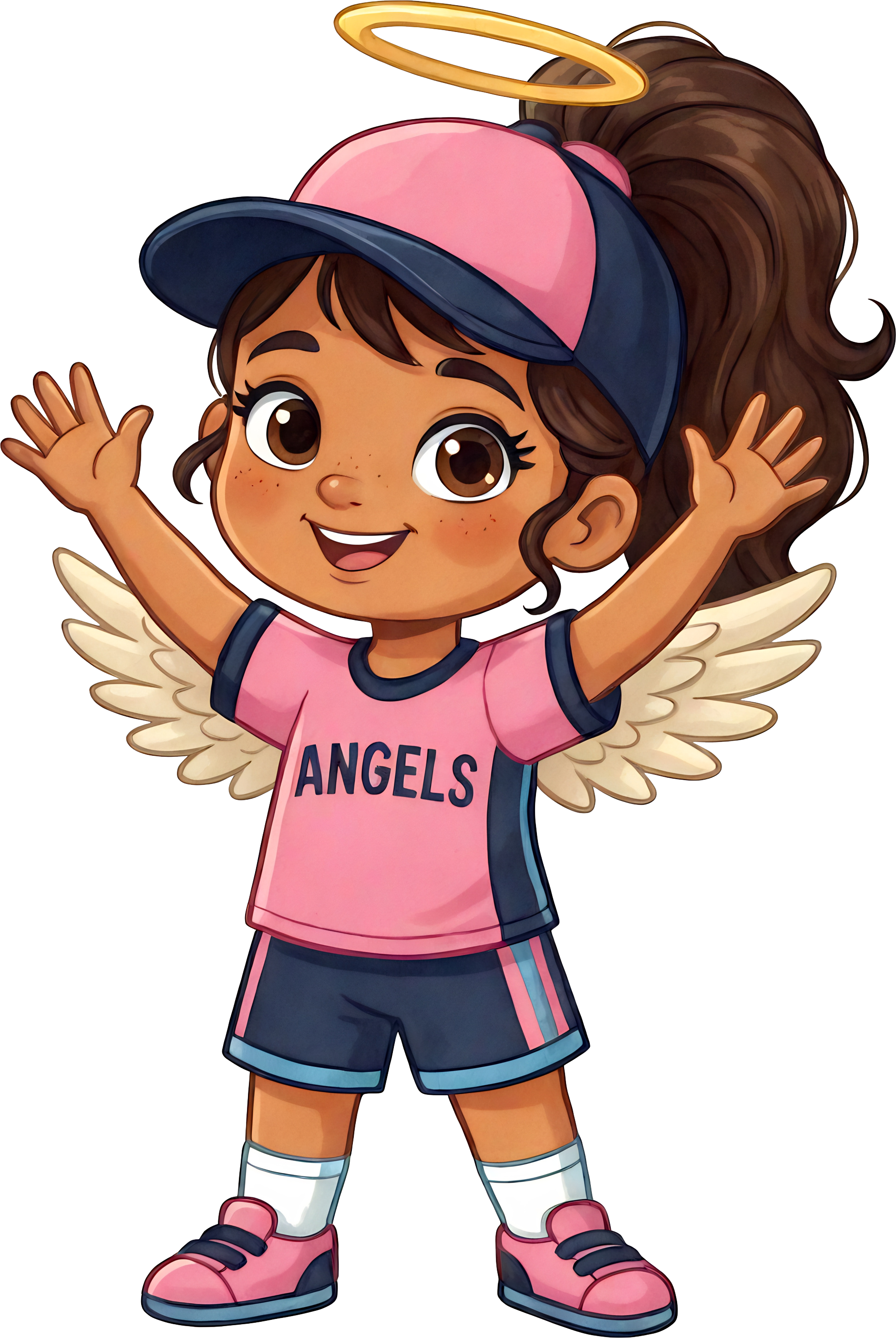 Girl mascot with open arms
